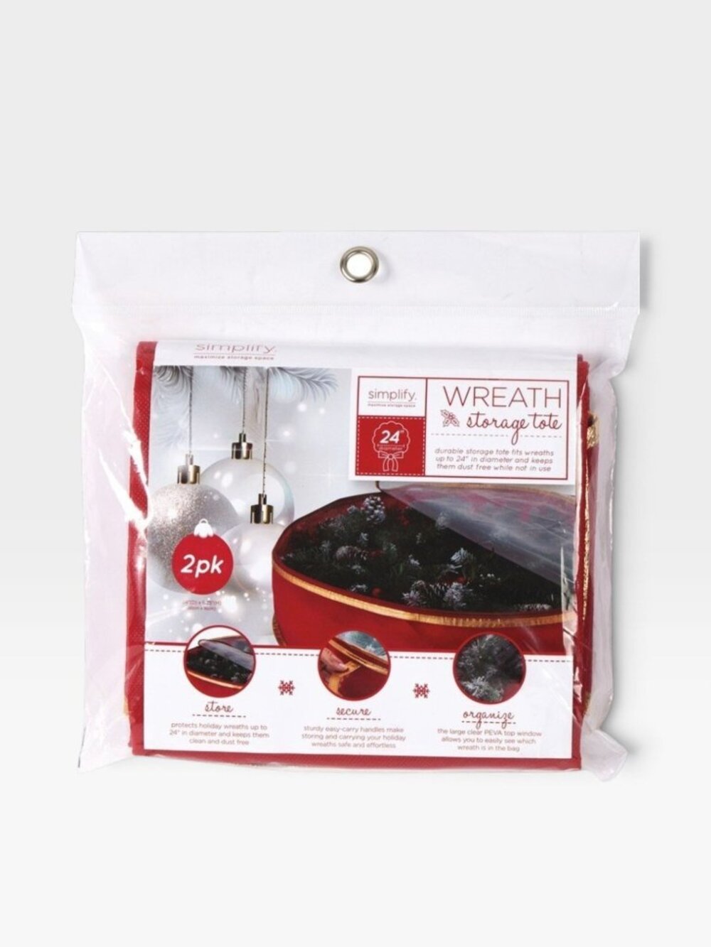 Simplify 2-Pack 24" Holiday Wreath Storage Bag Brand new